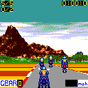 MotoGP (ExEn) screenshot: This is the start of the race in championship mode. Opponents start in front of you, therefore a good start is mendatory to win the race.