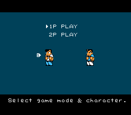 River City Ransom (NES) screenshot: Selecting game mode & character... obviously