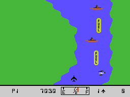River Raid (ColecoVision) screenshot: The river gets narrower!