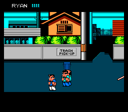 River City Ransom (NES) screenshot: How dare you throw crates on me!