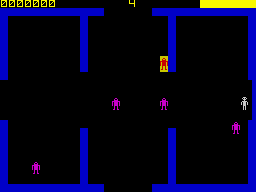 Frenzy (ZX Spectrum) screenshot: An android being destroyed.