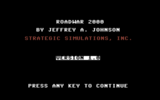 Roadwar 2000 (Commodore 64) screenshot: Title screen