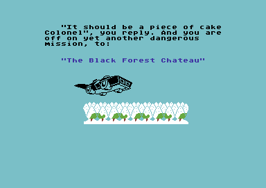 Danger Mouse in the Black Forest Chateau (Commodore 64) screenshot: Danger Mouse and Penfold make their way to the Black Forest