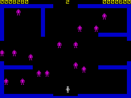 Frenzy (ZX Spectrum) screenshot: A horde of robots...