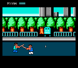 River City Ransom (NES) screenshot: TouchÃ©!