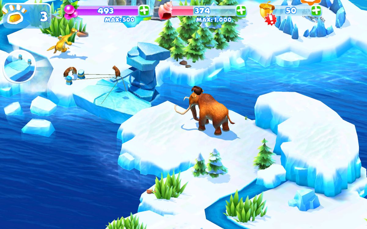 Ice Age: Adventures (Android) screenshot: Manny has been rescued.