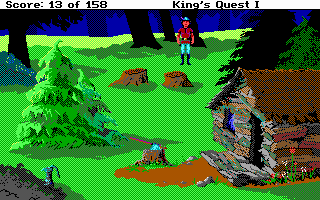 Roberta Williams' King's Quest I: Quest for the Crown (DOS) screenshot: Outside a house