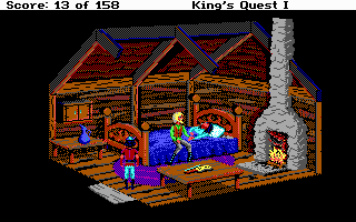 Roberta Williams' King's Quest I: Quest for the Crown (DOS) screenshot: A woodcutter's sick wife