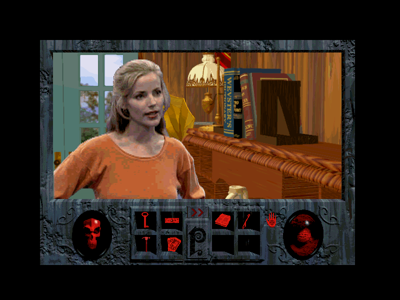 Roberta Williams' Phantasmagoria (Windows) screenshot: Main female protagonish seems to have a thirst for knowledge and unlocking secrets, which will be the main reason for this game to enter the terrifying story.
