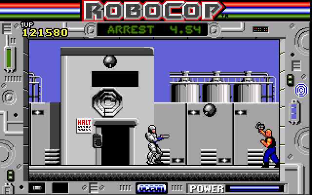 RoboCop (Amiga) screenshot: Outside OCP headquarters
