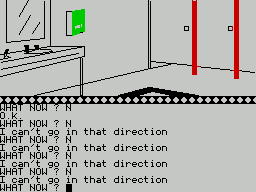 Waxworks (ZX Spectrum) screenshot: This is the second location. Not much description and no clue as to what there is in the room