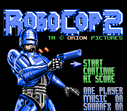 RoboCop 2 (NES) screenshot: Title screen