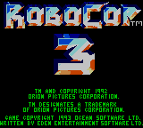 RoboCop 3 (Game Gear) screenshot: Title Screen
