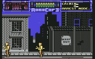 RoboCop 3 (Commodore 64) screenshot: Level 1: Violent Neighborhood