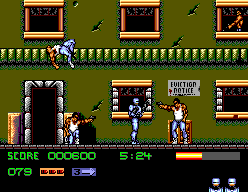 RoboCop 3 (SEGA Master System) screenshot: Two gunmen pointing their guns at Robocop