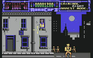 RoboCop 3 (Commodore 64) screenshot: Assailant at window