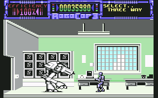 RoboCop 3 (Commodore 64) screenshot: Level 4: Inside the OCP building