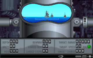 Silent Service II (DOS) screenshot: Waiting for the Battleship...