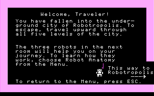 Robot Odyssey (DOS) screenshot: Starting the game