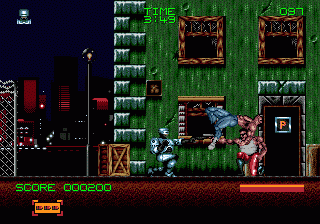 RoboCop 3 (Genesis) screenshot: Crouching and firing