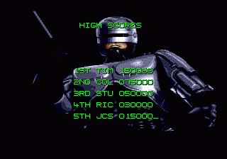 RoboCop 3 (Genesis) screenshot: High Scores