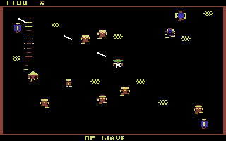 Robotron: 2084 (Commodore 64) screenshot: A game in progress