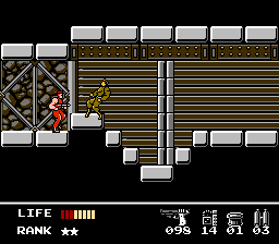 Snake's Revenge (NES) screenshot: One of the game's few side-scrolling segments.