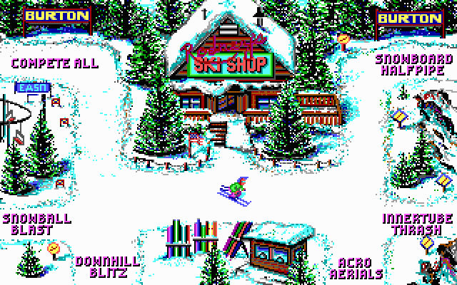Ski or Die (DOS) screenshot: Compo selection