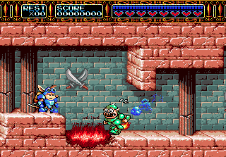 Rocket Knight Adventures (Genesis) screenshot: Pigs storm the castle.