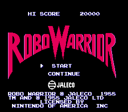 RoboWarrior (NES) screenshot: North American Title Screen