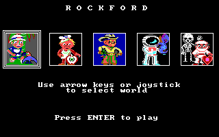 Rockford: The Arcade Game (DOS) screenshot: Main menu