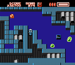 RoboWarrior (NES) screenshot: Water will certainly sink ZED...