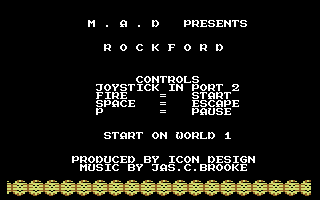 Rockford: The Arcade Game (Commodore 64) screenshot: Title screen