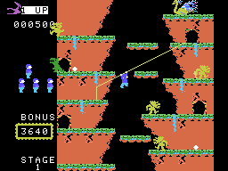Roc 'N Rope (ColecoVision) screenshot: Climbing along on a rope...
