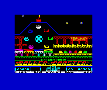 Roller Coaster (ZX Spectrum) screenshot: Still on the log flume journey