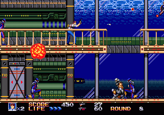 Rolling Thunder 3 (Genesis) screenshot: Level 8, in an underground base
