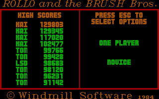 Rollo and the Brush Brothers (PC Booter) screenshot: 'Title' screen