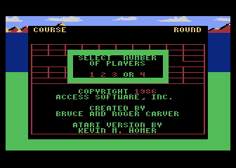 Leader Board (Atari 8-bit) screenshot: Atari main screen