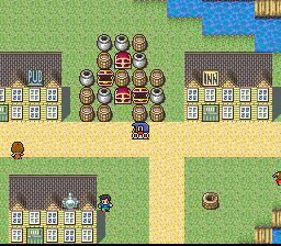 Romancing SaGa (SNES) screenshot: The dancer goes in a carriage to a small town