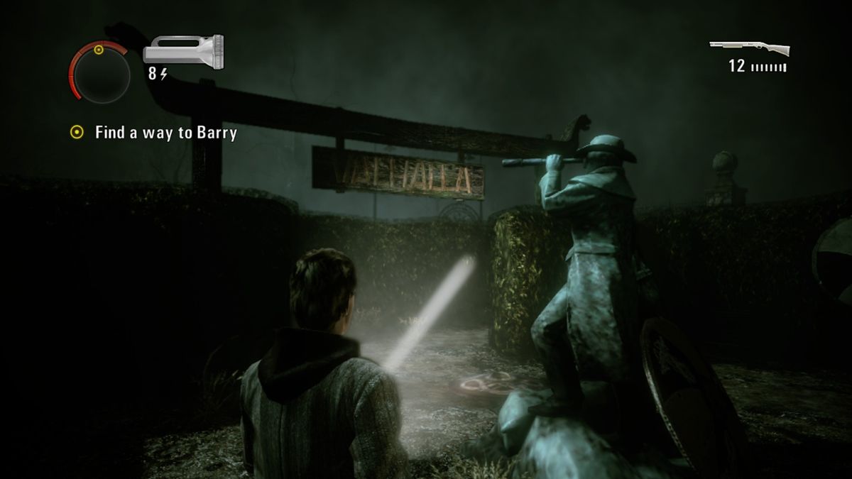 Alan Wake: The Writer (Xbox One) screenshot: A road to Valhalla through the garden maze