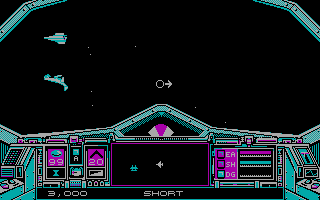 Skyfox II: The Cygnus Conflict (DOS) screenshot: The first enemies (CGA)