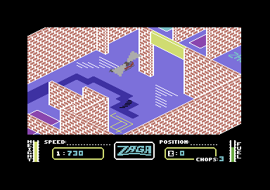 Zaga Mission (Commodore 64) screenshot: The security doors are opening and closing erratically.