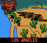 Mickey's Speedway USA (Game Boy Color) screenshot: World map. You start in Los Angeles.