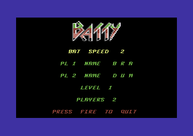 Batty (Commodore 64) screenshot: Options