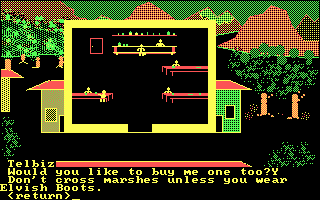 Rings of Zilfin (DOS) screenshot: Customers at the inn give you clues when offered drinks.