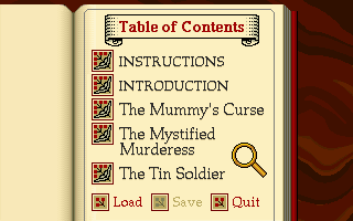 Sherlock Holmes: Consulting Detective (DOS) screenshot: Main Menu