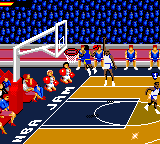 NBA Jam Tournament Edition (Game Gear) screenshot: Here comes a dunk.