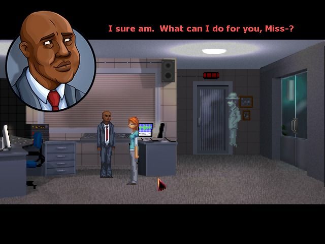 The Blackwell Deception (Windows) screenshot: Talking to a sound technician about the recent victim