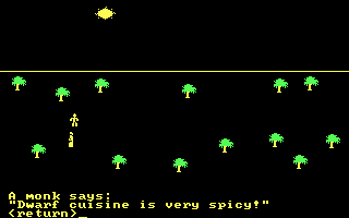 Rings of Zilfin (DOS) screenshot: Travelling monks tell interesting things.