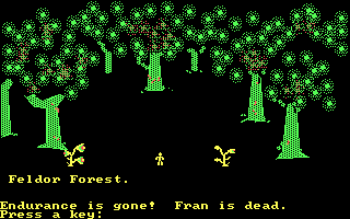 Rings of Zilfin (DOS) screenshot: Oh no! Game over.